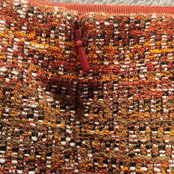 W By Worth Womens Orange Tan Tweed Fringe Lined Mini Skirt Size 2 Dark Academia - Picture 4 of 11